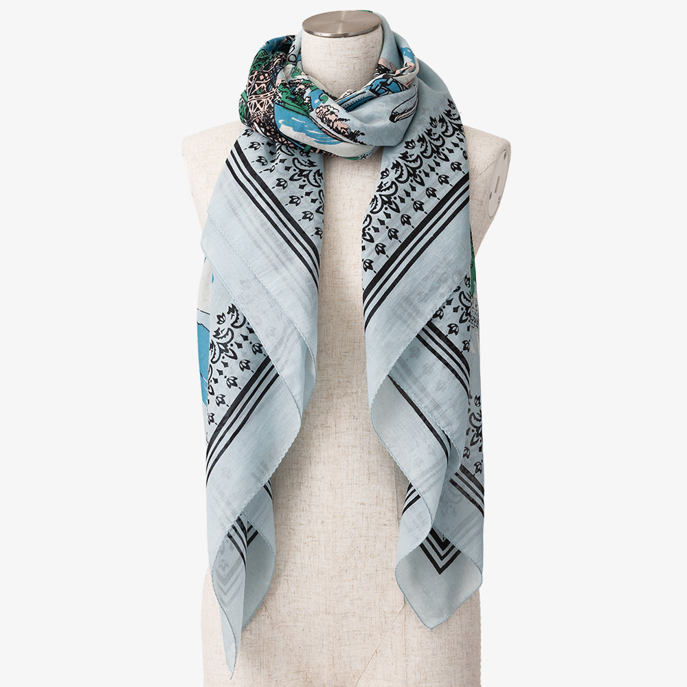 Paris Map Print Big Scarf L. Blue / BBB2100 Paris-c2