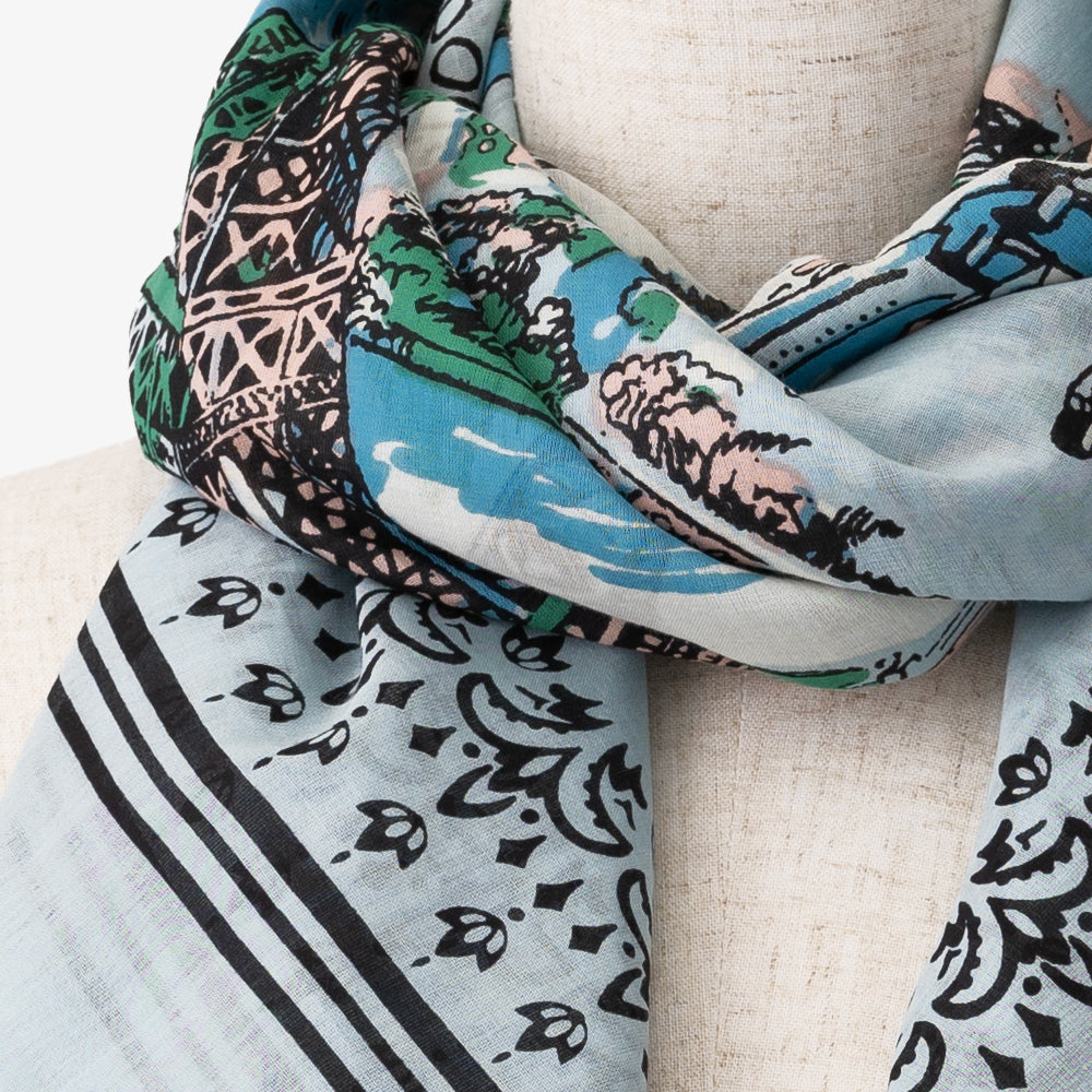 Paris Map Print Big Scarf L. Blue / BBB2100 Paris-c2