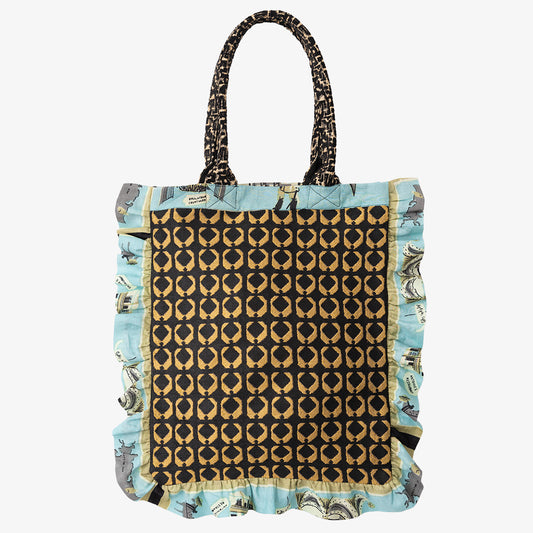 Lantern ジャカード フリル トートバッグ Black / BBB-2120-c2 25S