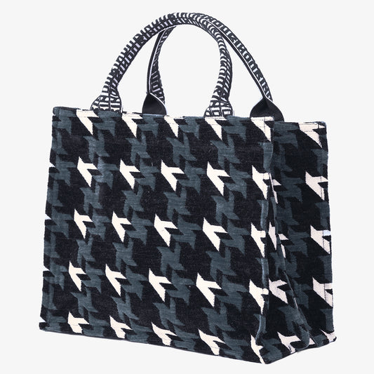 Chenille NY Houndstooth ジャカード スモール ブック トートバッグ Black / BBB-2155-25FW-c1