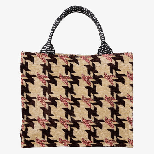 Chenille NY Houndstooth ジャカード スモール ブック トートバッグ Camel / BBB-2155-25FW-c2