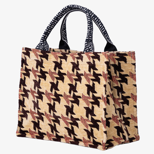 Chenille NY Houndstooth ジャカード スモール ブック トートバッグ Camel / BBB-2155-25FW-c2