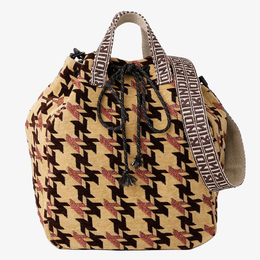 Chenille NY Houndstooth ジャカード ショルダーバッグ Camel / BBB-2156-25FW-c2