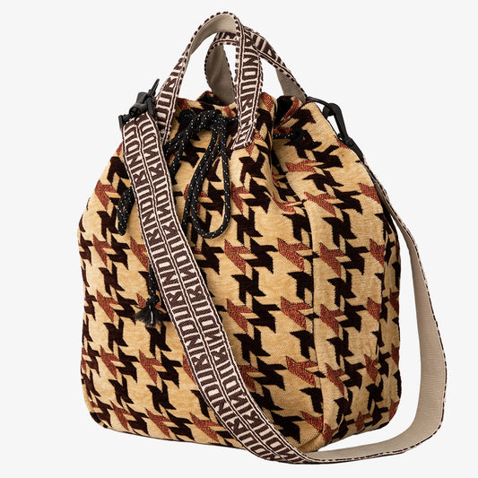 Chenille NY Houndstooth ジャカード ショルダーバッグ Camel / BBB-2156-25FW-c2