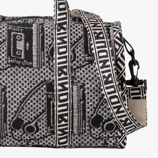 Pony Potable Cassette Player ジャカード ミニボストンバッグ Silver / BBB-2183-26ms-c2