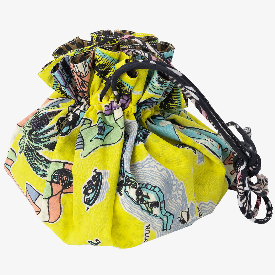 SOUP DUMPLING BAG ダンプリングバッグ(リバーシブル巾着)c#4 Canary Yellow