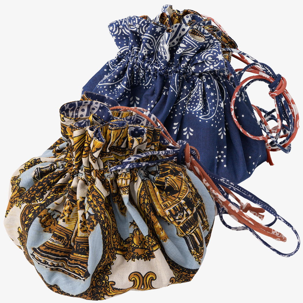 SOUP DUMPLING BAG ダンプリングバッグ(リバーシブル巾着)c#5 New Paris Blue