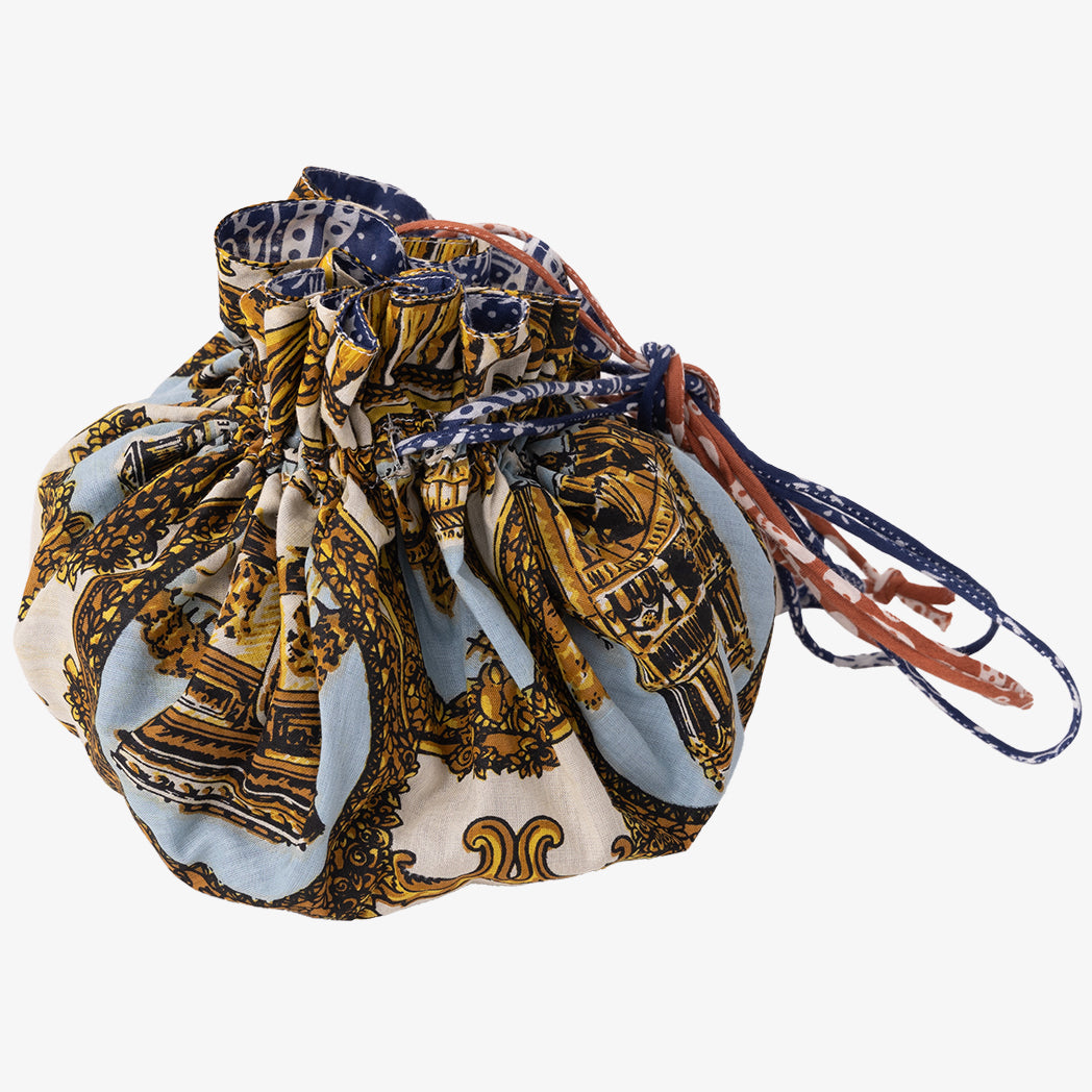 SOUP DUMPLING BAG ダンプリングバッグ(リバーシブル巾着)c#5 New Paris Blue