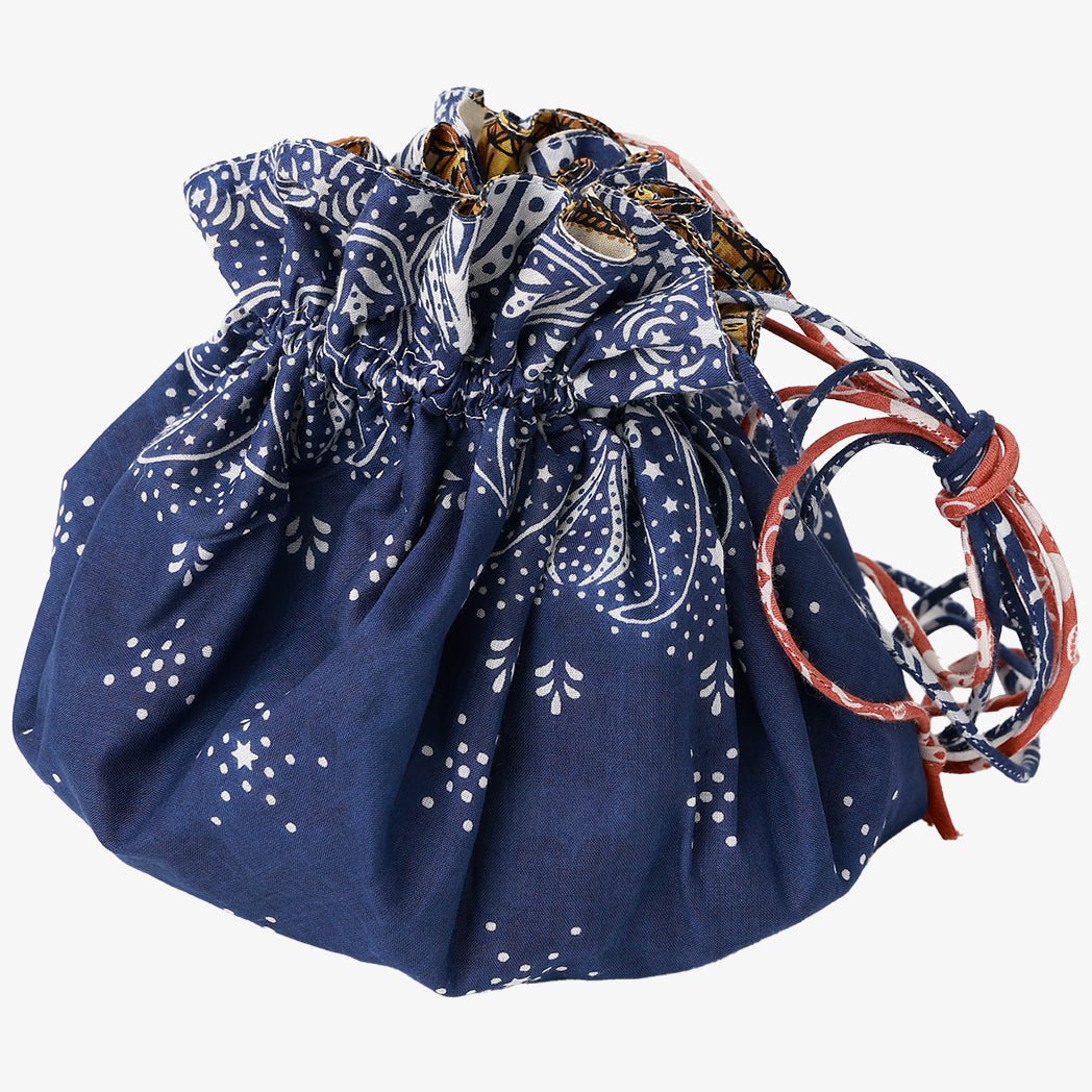 SOUP DUMPLING BAG ダンプリングバッグ(リバーシブル巾着)c#5 New Paris Blue