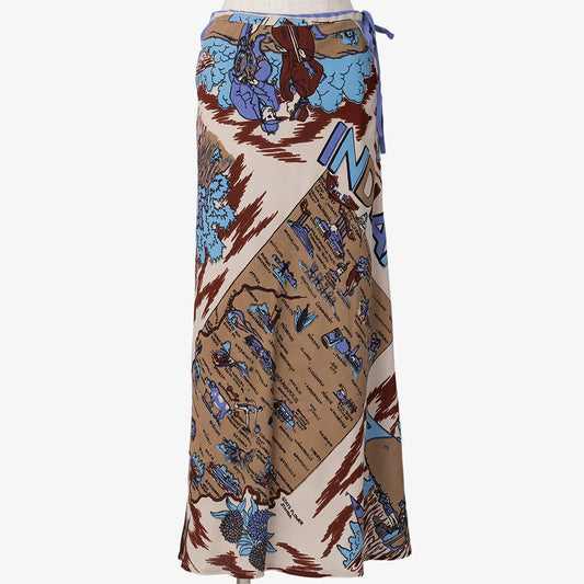 Map Print (インディアナ)レーヨンバイアス ロングスカート INDIANA