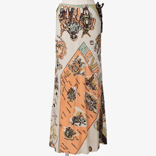 Map Print (ネヴァダ)レーヨンバイアス ロングスカート NEVADA