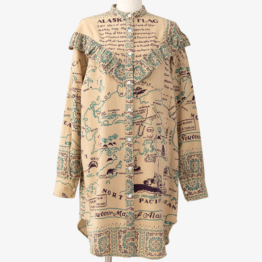 Cotton Flannel Alaska Frill Shirts One-piece Flannel frill shirt one-piece Alaska / BM1867-AL-c1 Natural