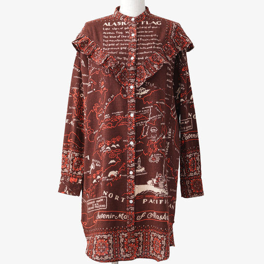 Cotton Flannel Alaska Frill Shirts One-piece Flannel frill shirt one-piece Alaska / BM1867-AL-c2 Brown