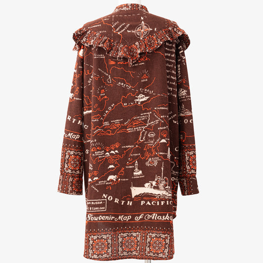 Cotton Flannel Alaska Frill Shirts One-piece Flannel frill shirt one-piece Alaska / BM1867-AL-c2 Brown