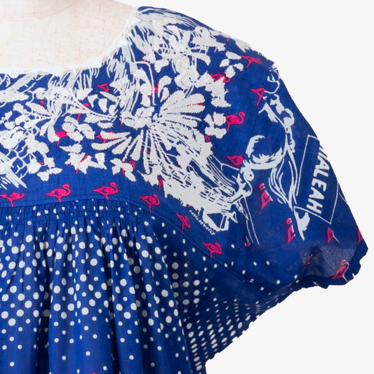 マッププリント ハンド刺繍ドレス FLORIDA Blue / BM1868map-25s-c1