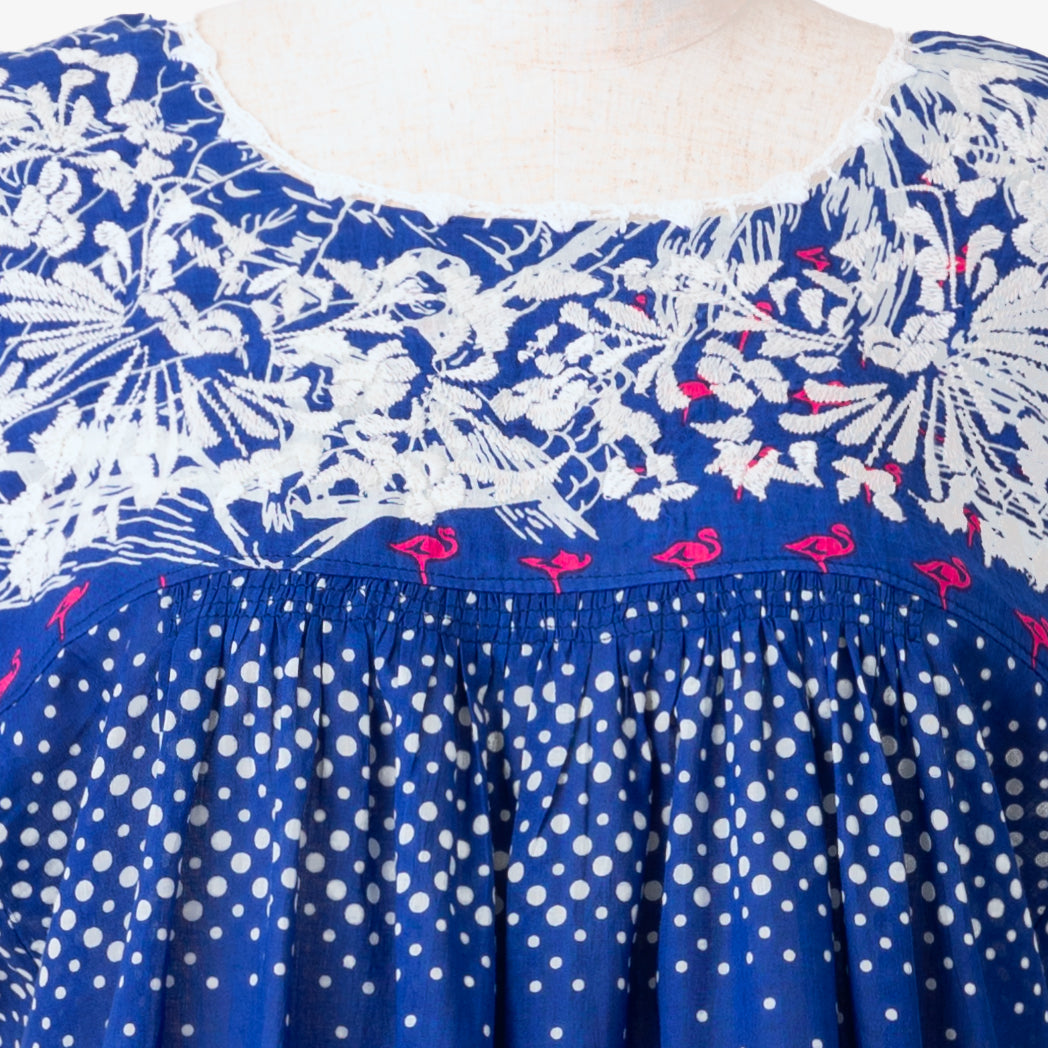 マッププリント ハンド刺繍ドレス FLORIDA Blue / BM1868map-25s-c1