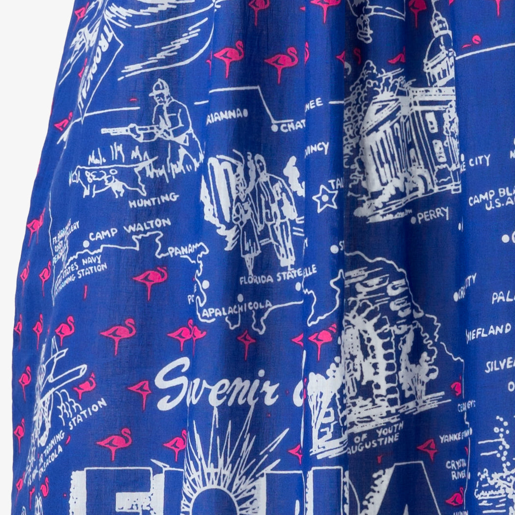 マッププリント ハンド刺繍ドレス FLORIDA Blue / BM1868map-25s-c1