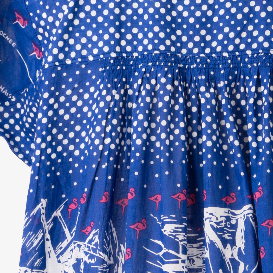 マッププリント ハンド刺繍ドレス FLORIDA Blue / BM1868map-25s-c1