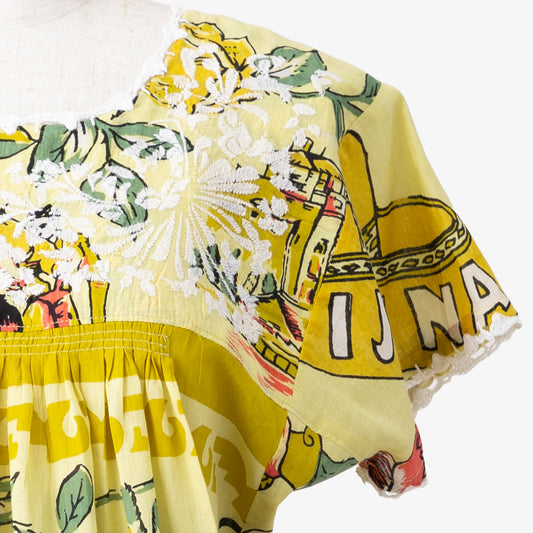 マッププリント ハンド刺繍ドレス TIJUANA Yellow / BM1868map-25s-c2