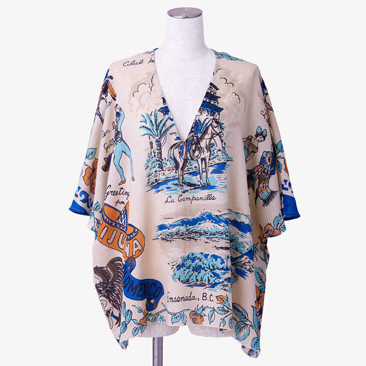 TIJUANA マッププリント ポンチョシャツ Natural / BM612map-25s-c1