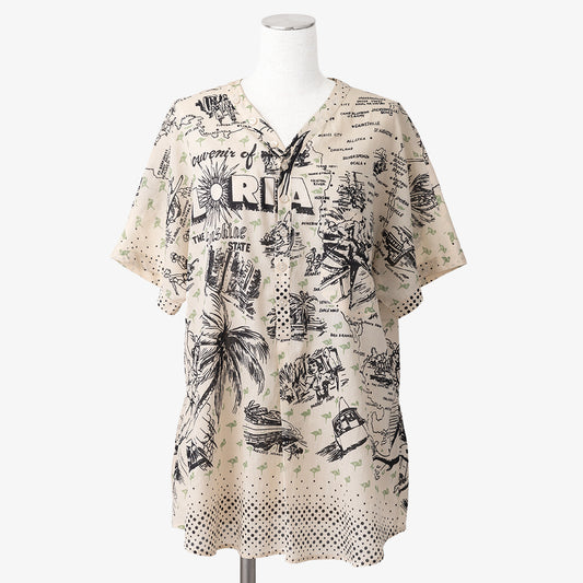 マッププリント プルオーバーシャツ FLORIDA Natural / BM626florida-25s-c1