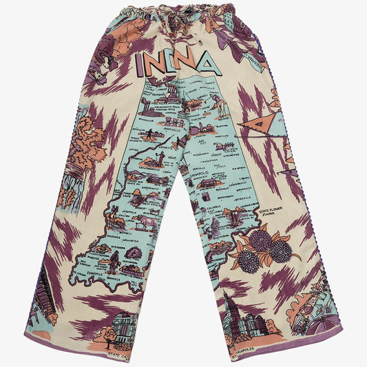 マッププリント イージーパンツ INDIANA Lavender / BM-80320BW-c2 25S