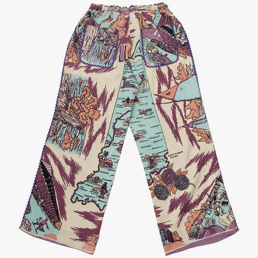 マッププリント イージーパンツ INDIANA Lavender / BM-80320BW-c2 25S