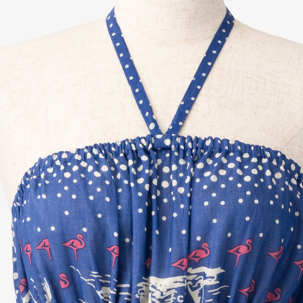 Map Print Halter Neck Long Dress FLORIDA Blue / BM956map25-25ms-c4