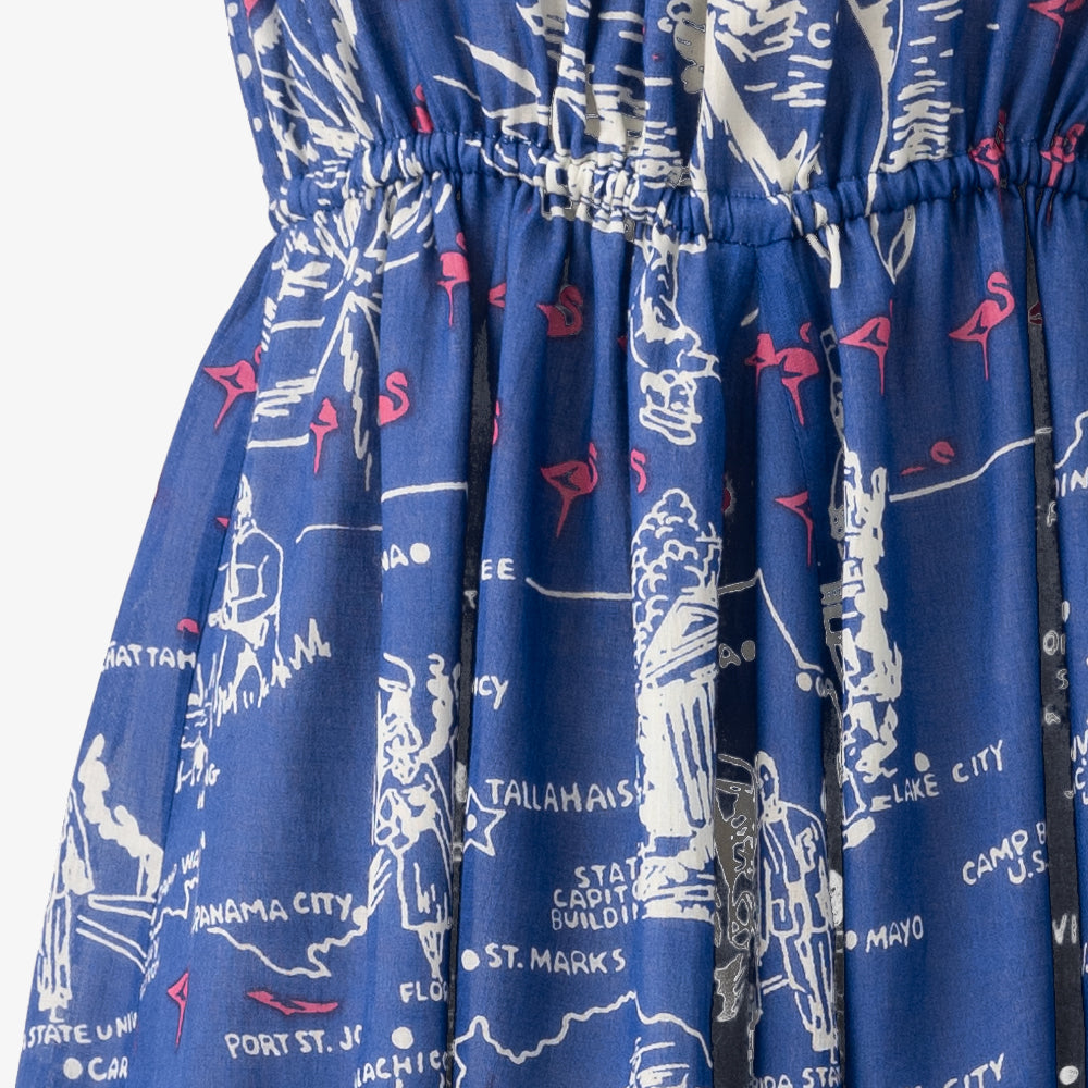 Map Print Halter Neck Long Dress FLORIDA Blue / BM956map25-25ms-c4
