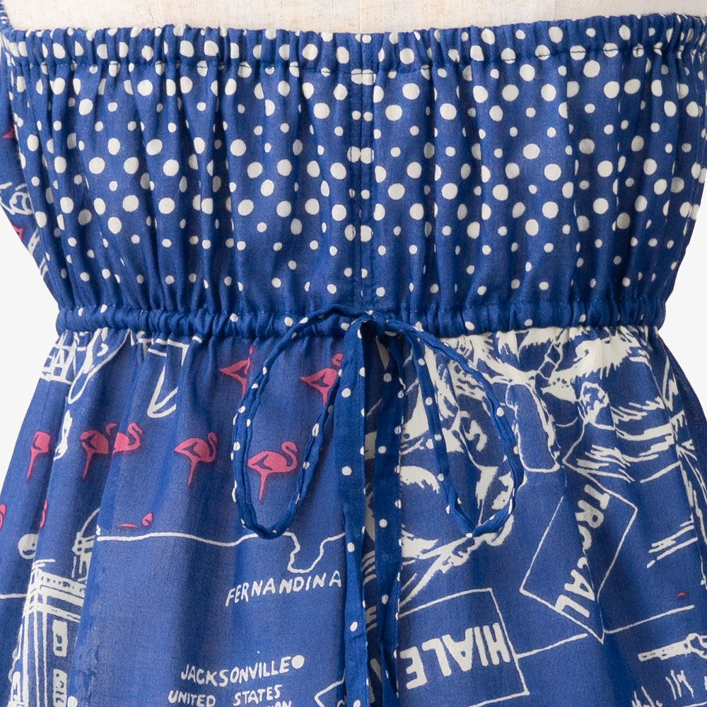 Map Print Halter Neck Long Dress FLORIDA Blue / BM956map25-25ms-c4