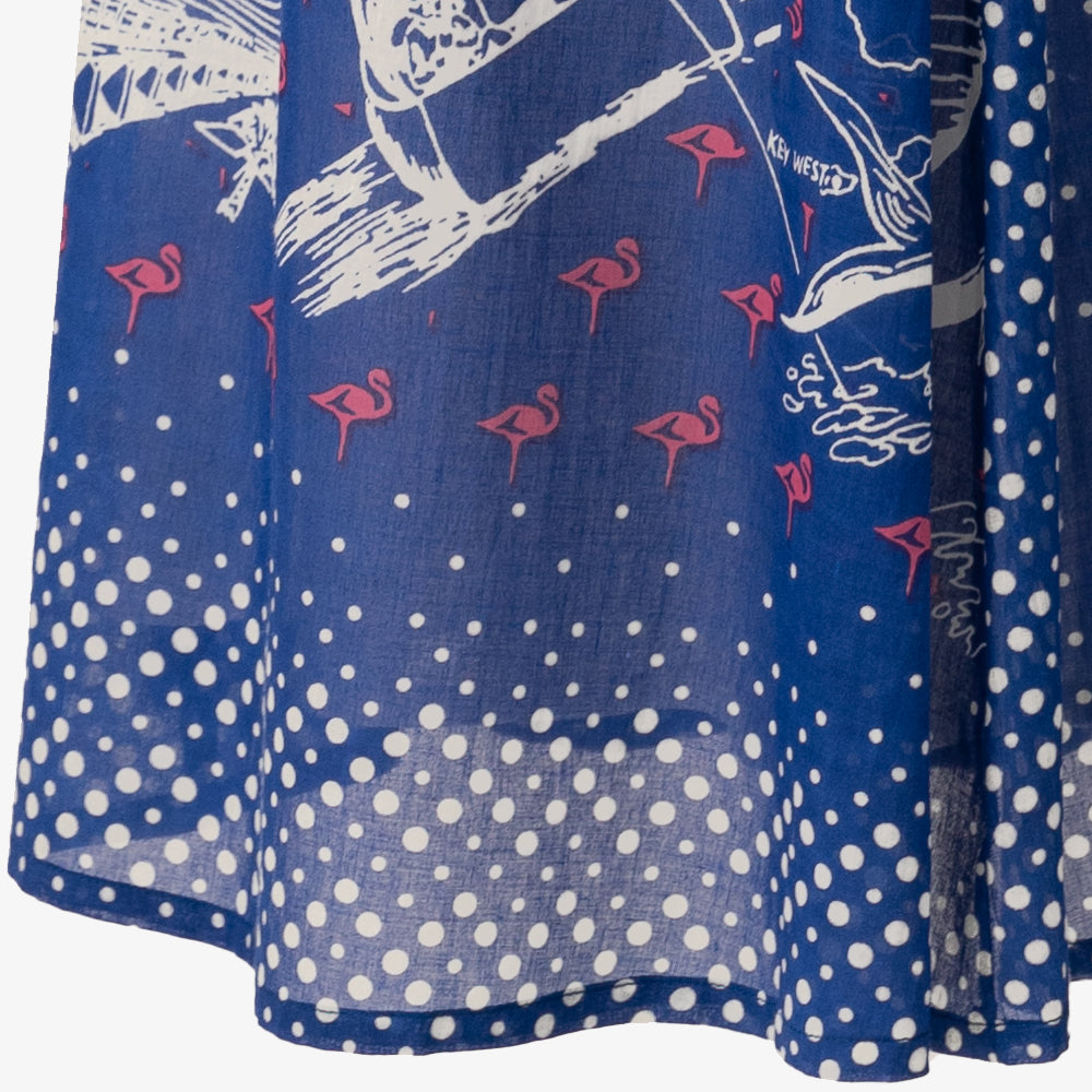 Map Print Halter Neck Long Dress FLORIDA Blue / BM956map25-25ms-c4
