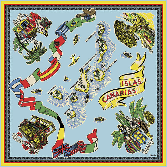 Canary Island (カナリーアイランド)・マッププリント スカーフ・Lt.Blue