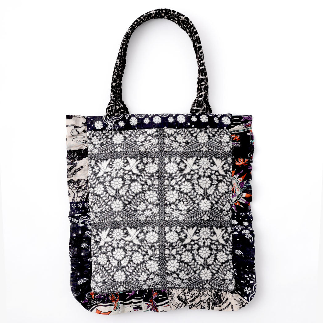 Crazy Pattern Frill ジャカードトートバッグ・ Black MexFlower