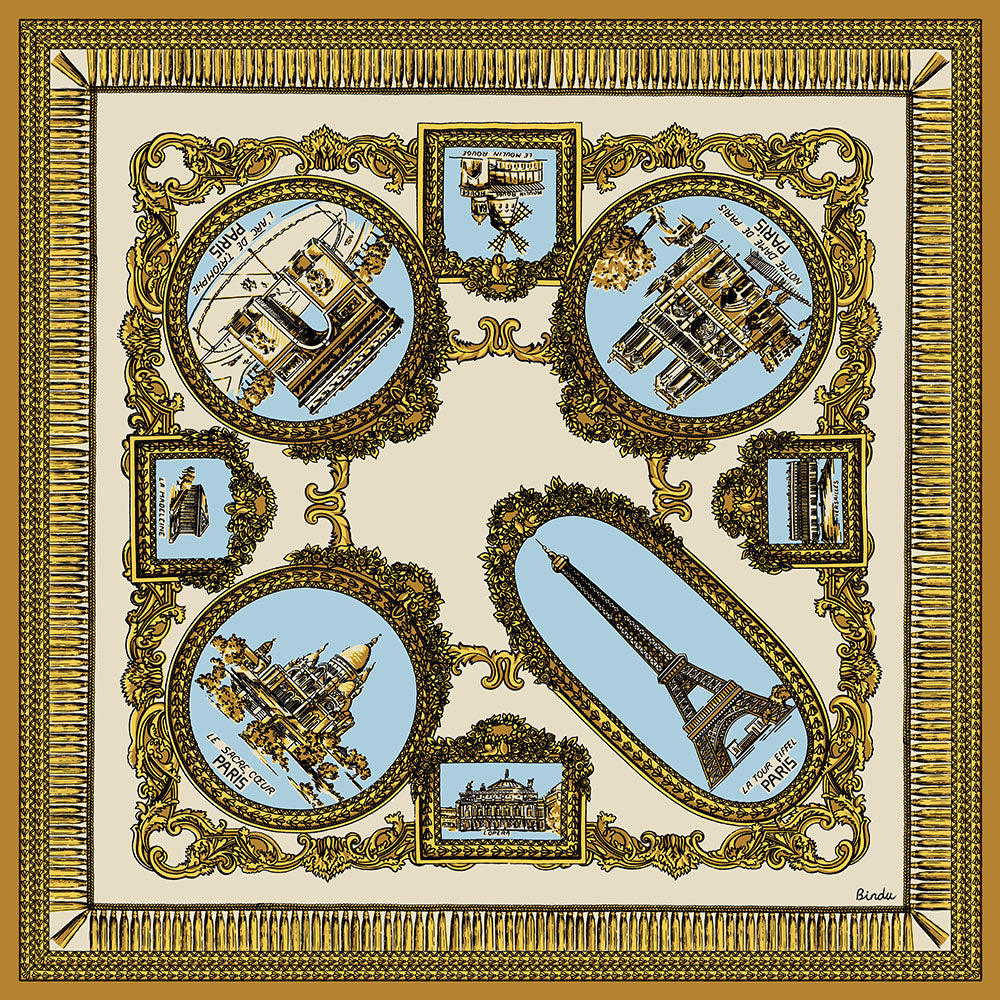 NEW PARIS Map Print Scarf Natural