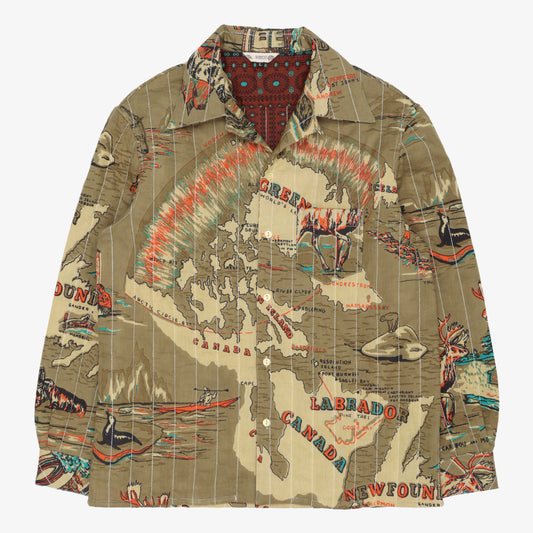 Cotton Quilt Open Collar Shirts / PIM66QT-26fw-c3 GREENLAND Olive