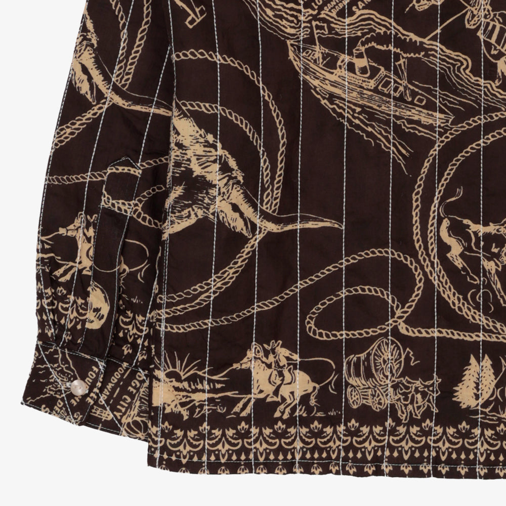 Cotton Quilt Open Collar Shirts / PIM66QT-26fw-c5 MIDWEST Ebony