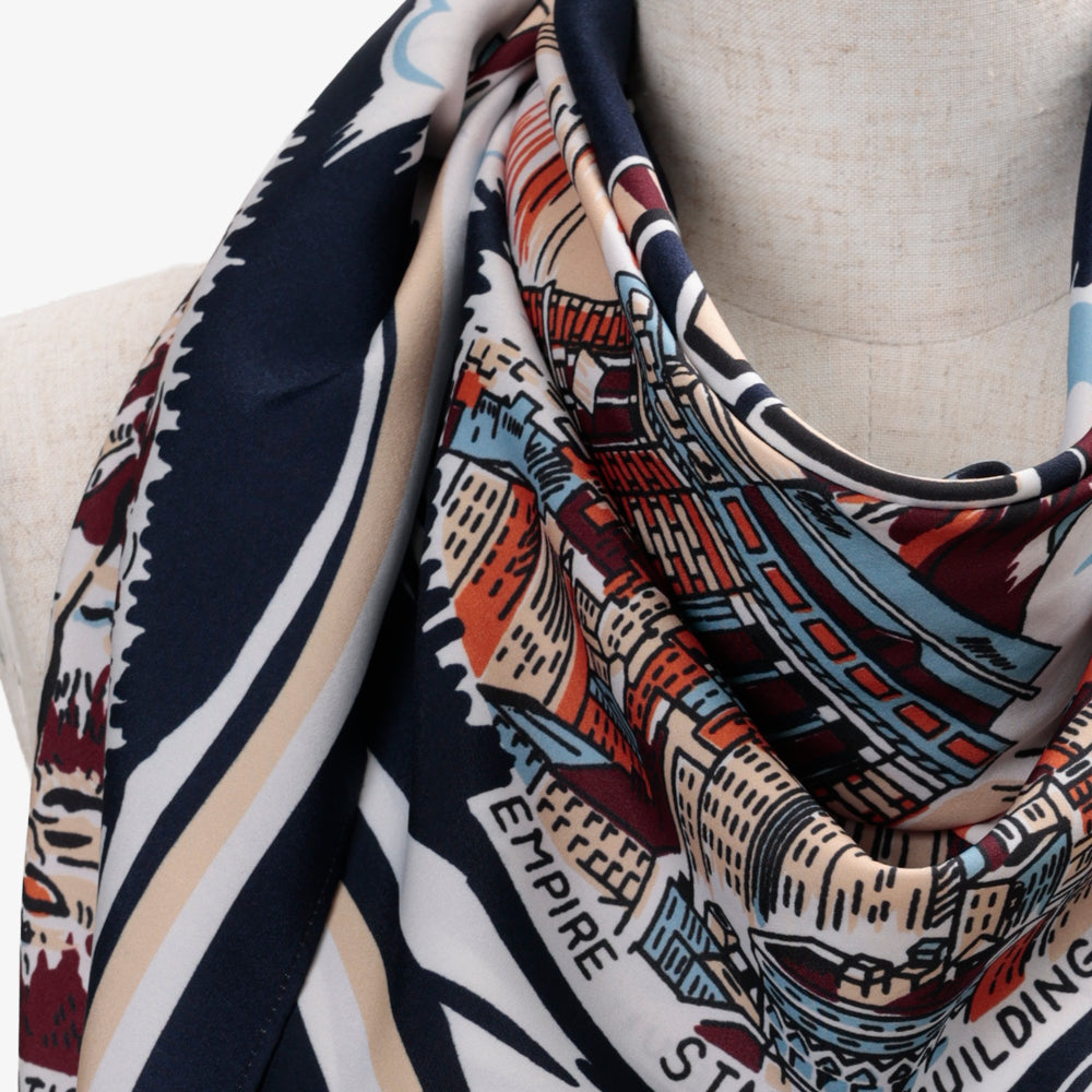 New York Polyester Map Scarf Navy / TB1Newyork100-c1
