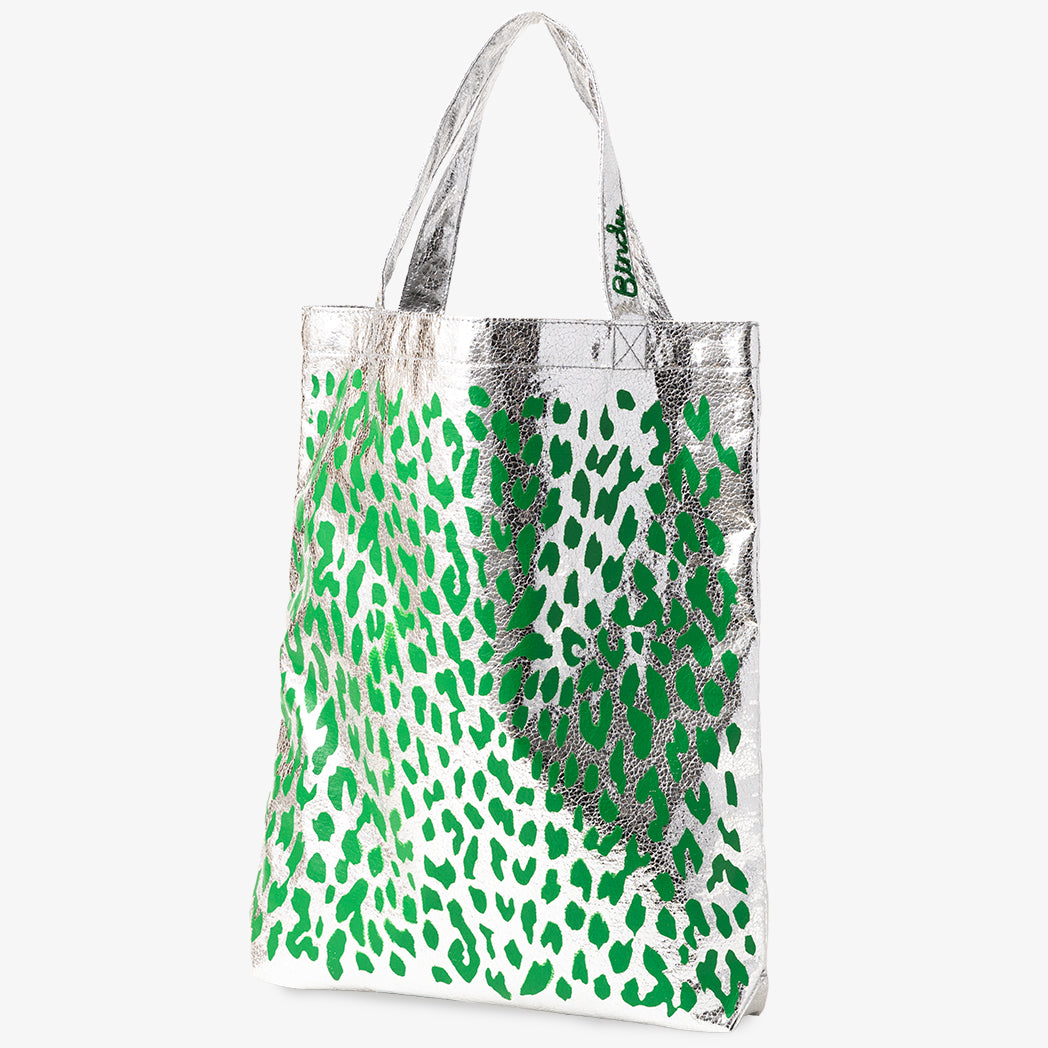 Leopard (レオパード）シャイニートートバッグ　Silver/Green