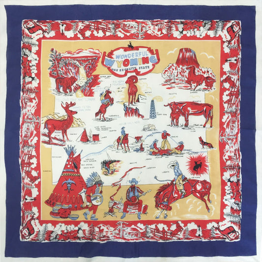 ワイオミングマップスカーフ・Red / Navy