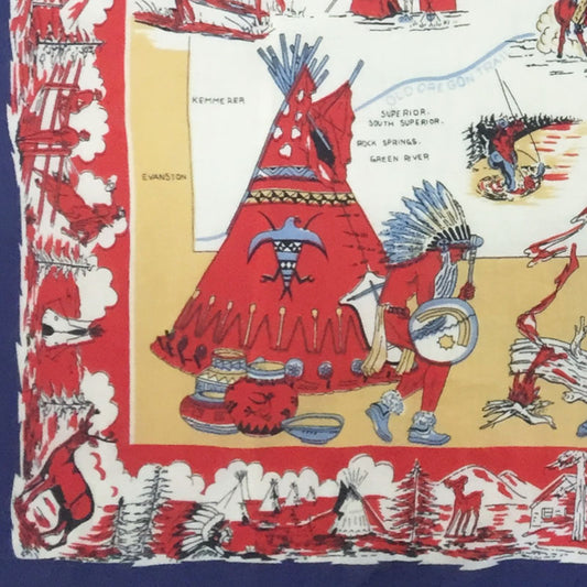 ワイオミングマップスカーフ・Red / Navy