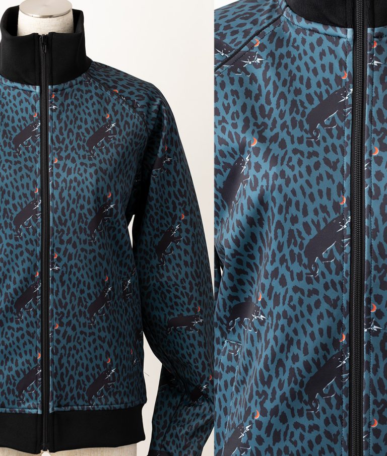 BTJ5C3-African Print Track Jacket-Lightning Panther