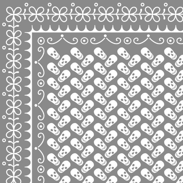 スカルプリントバンダナ・グレー