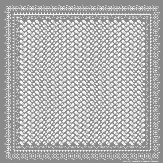 スカルプリントバンダナ・グレー