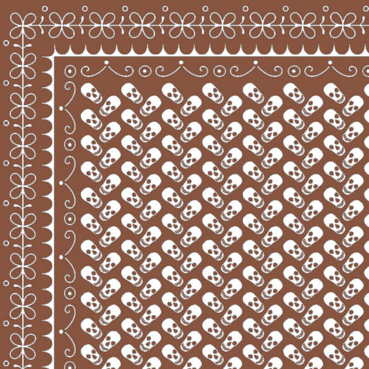 スカルプリントバンダナ・ブラウン