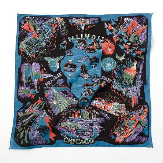 ILLINOI(イリノイ) マッププリント バンダナ・ブルー