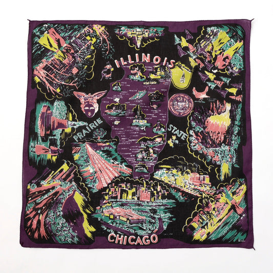ILLINOI(イリノイ) マッププリント バンダナ・マルーン
