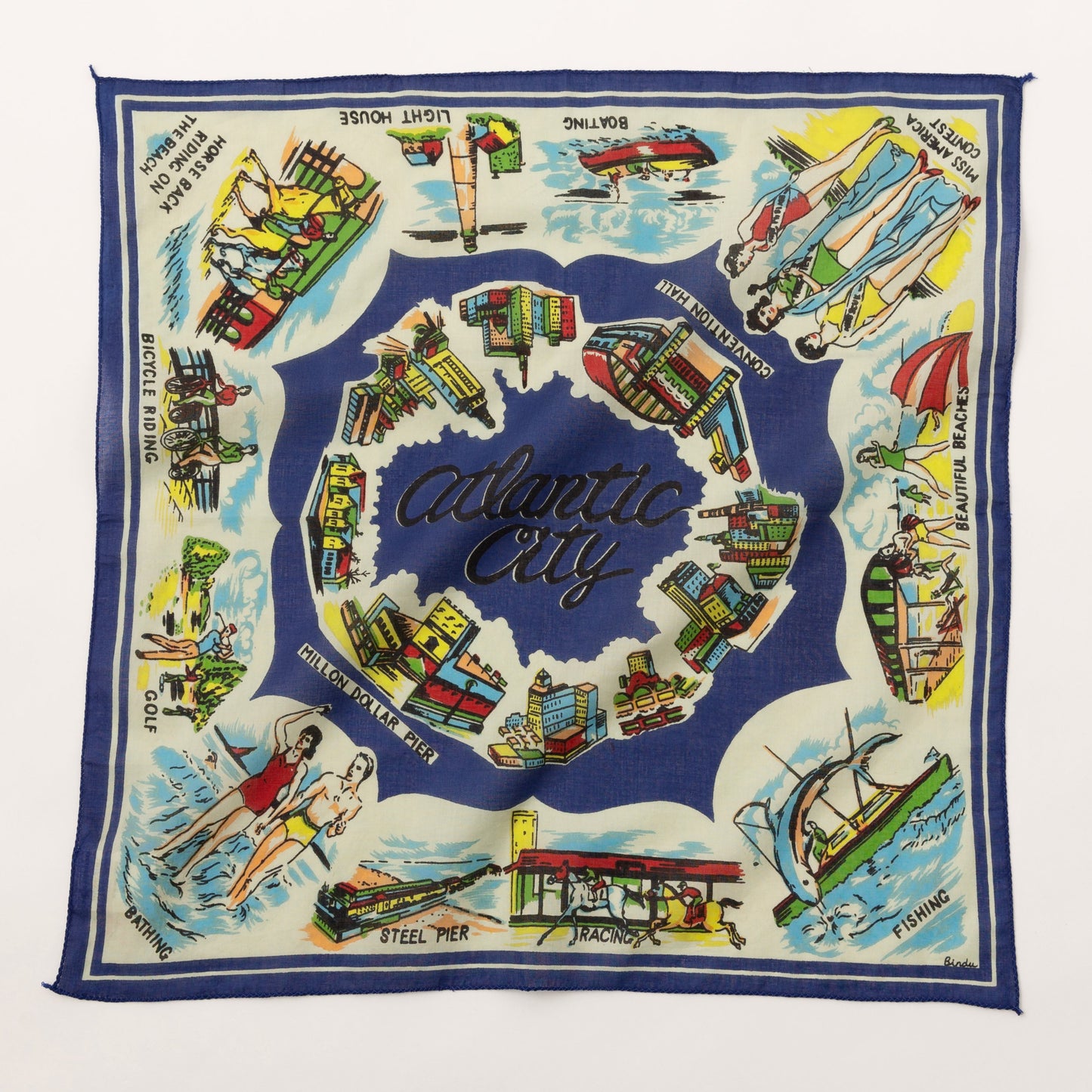 ATLANTIC CITY Map Print Bandana Blue