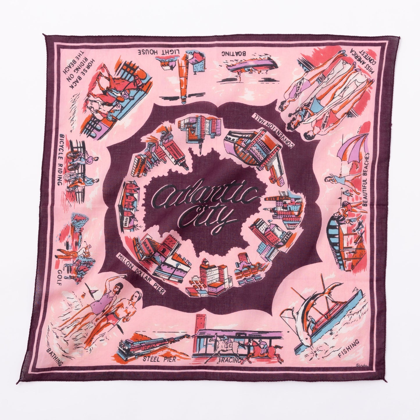 ATLANTIC CITY Map Print Bandana Pink