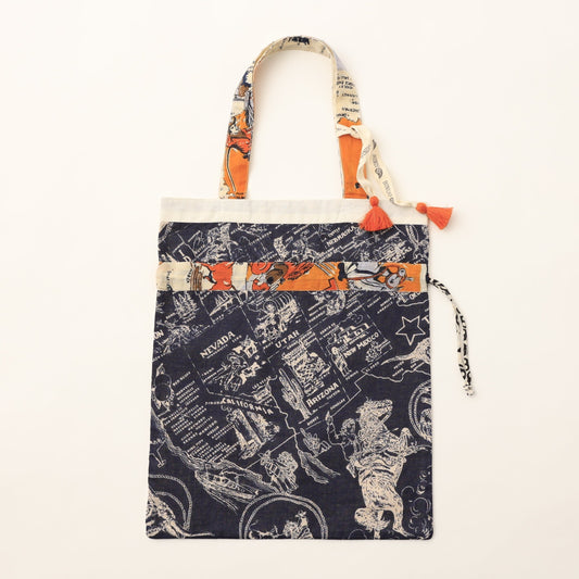 バンダナ エコバッグ・Mサイズ・MID WEST・ネイビー