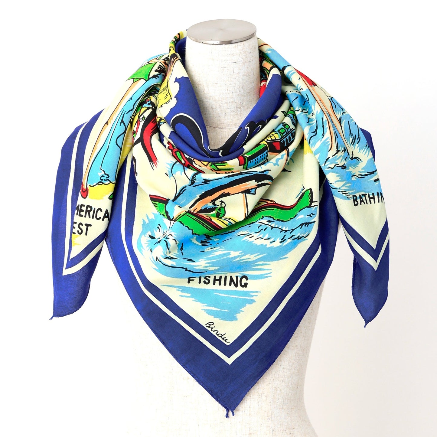 ATLANTIC CITY Map Scarf Blue